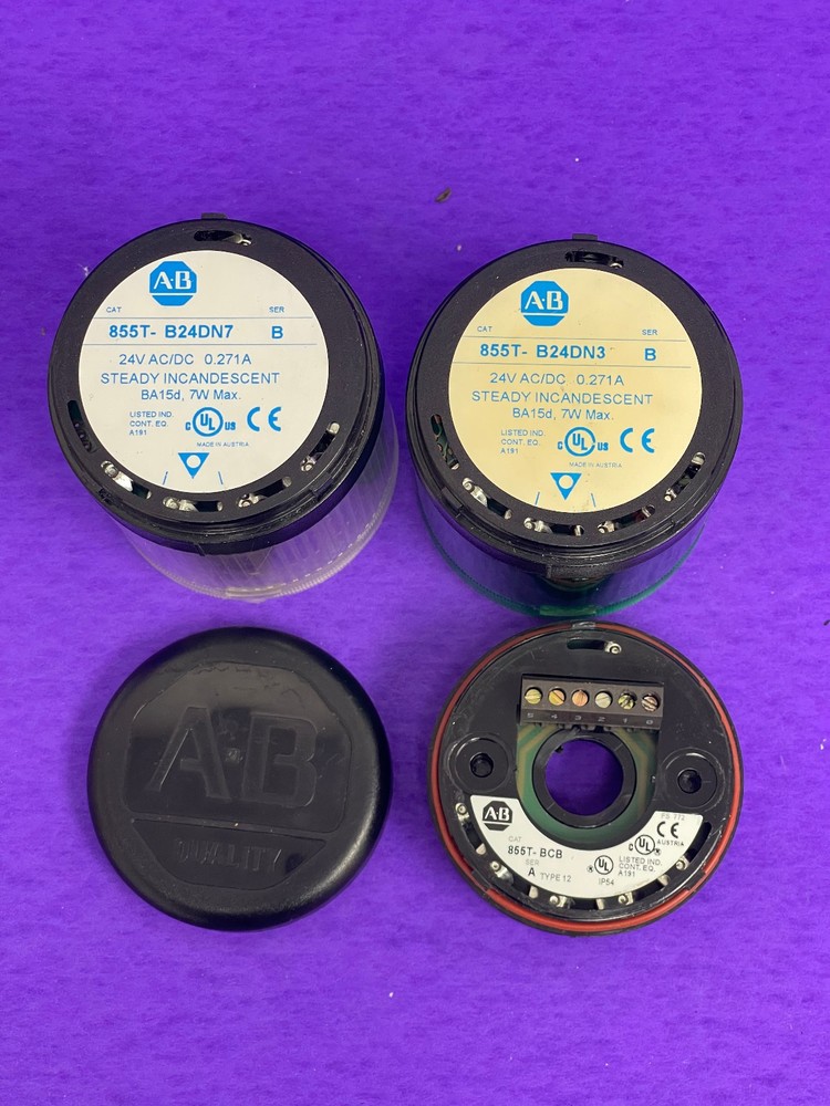 Allen-Bradley 855T-B24DN (7,3) 70mm Control Tower Stack Light w/Mounting Base