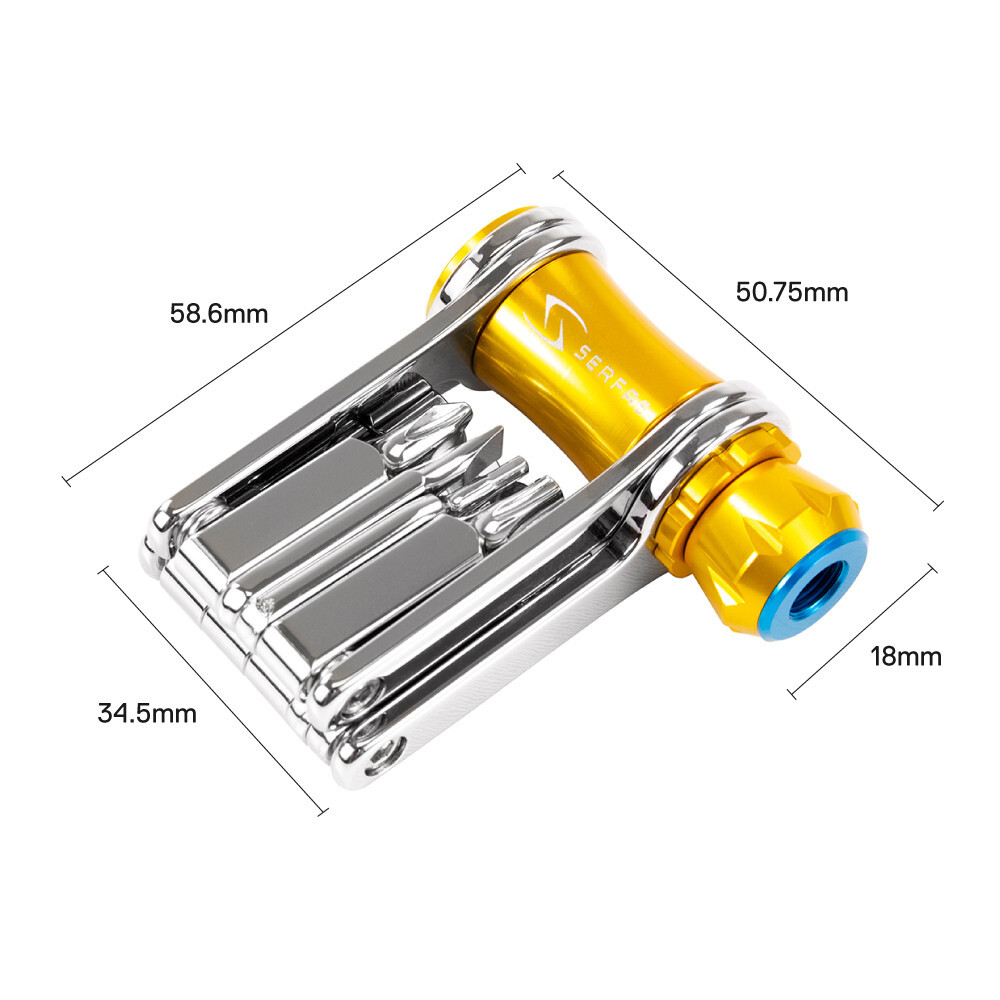 Serfas ST-11i 11-Function Multi-Tool 2/2.5/3/4/5/6/8mm, Torx, CO2 Inflator, more