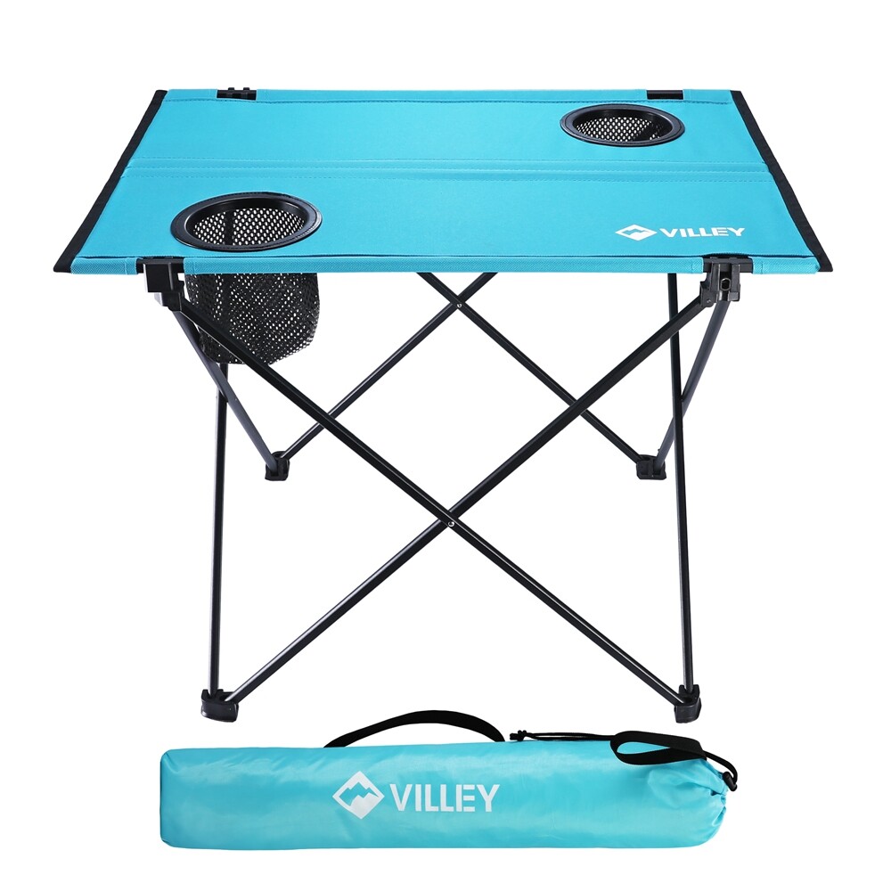 VILLEY Small Folding Camping Table Lightweight Portable Beach Table for Camping