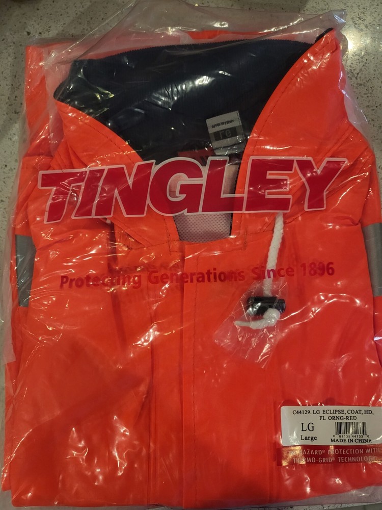Construction Tingley Eclipse Full Length Rain Jacket with hood orange large Coat