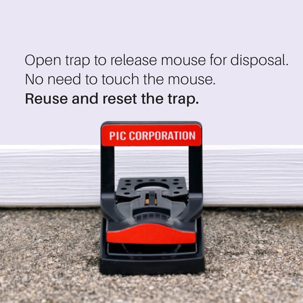 PIC Simple Set Plastic Mouse Traps 6 Pack 12 Total Traps Reusable Pest Control