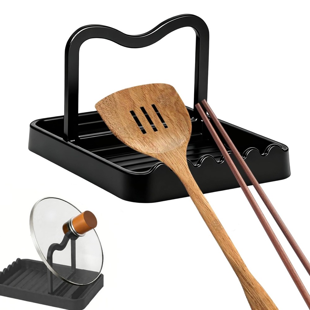 Spoon Rest for Kitchen Counter,Spoon Stove Top,Spoon Large, Black