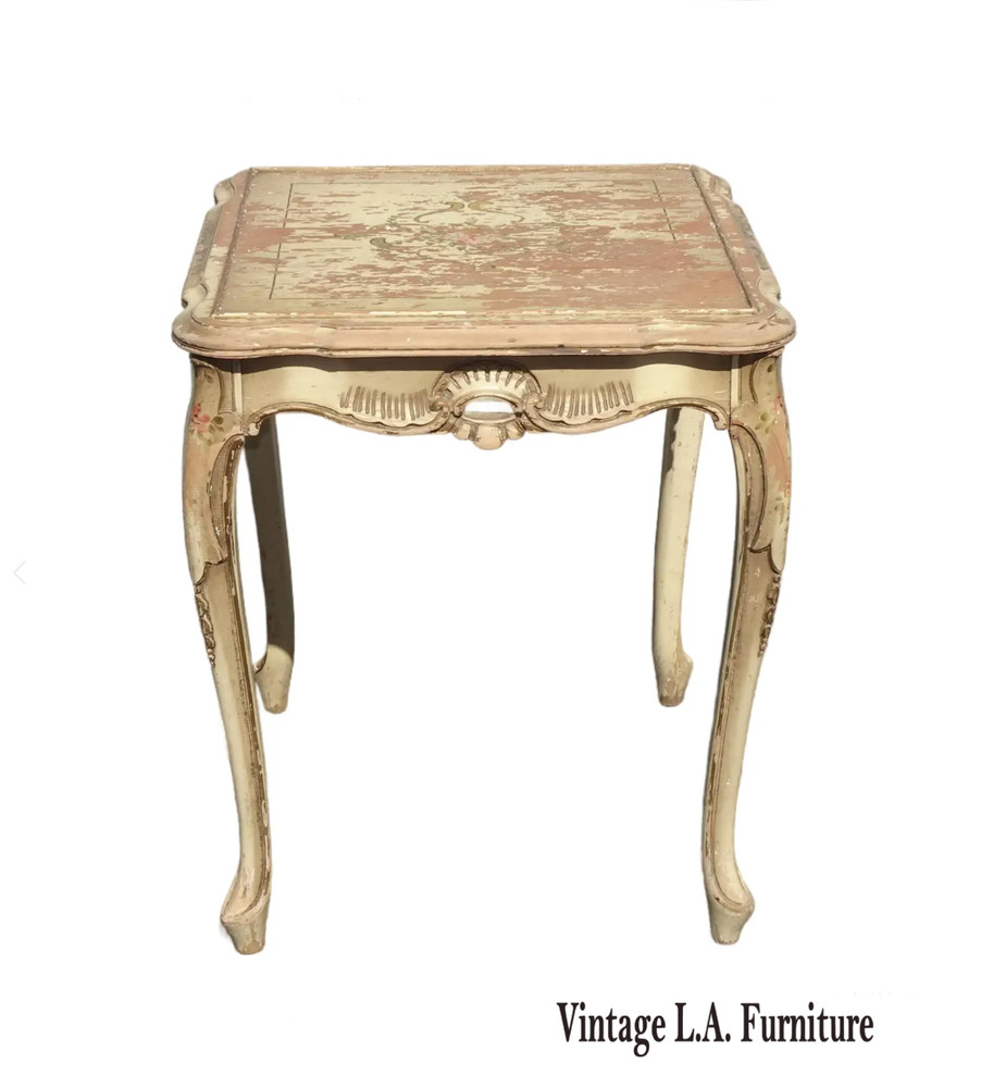 Vintage Rustic French Provincial End Table - Side Table Asis