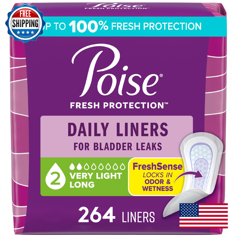 Poise Daily Liners, Incontinence, Bladder Leaks, Very Light, 2 Drop