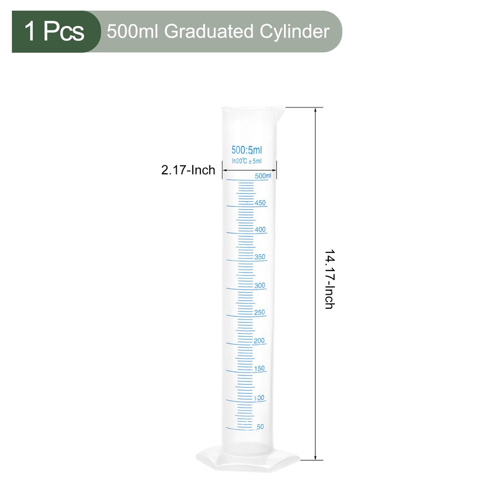 Measuring Cylinder,for DIY, Science Lab, (Clear White, 500ml)