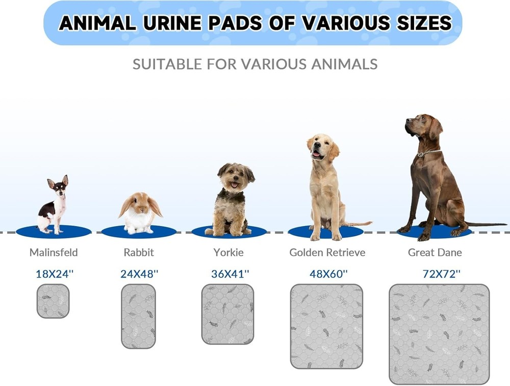 Multi-Use Waterproof Dog Pee Pads - Grey, Thick Absorbent, Non-Slip Design