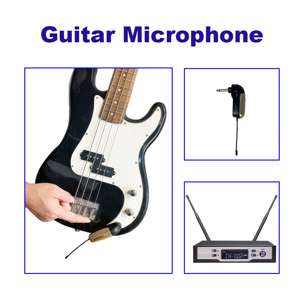 Wireless UHF Microphone System Stage Guitar Straight Angled plug Show Microphone