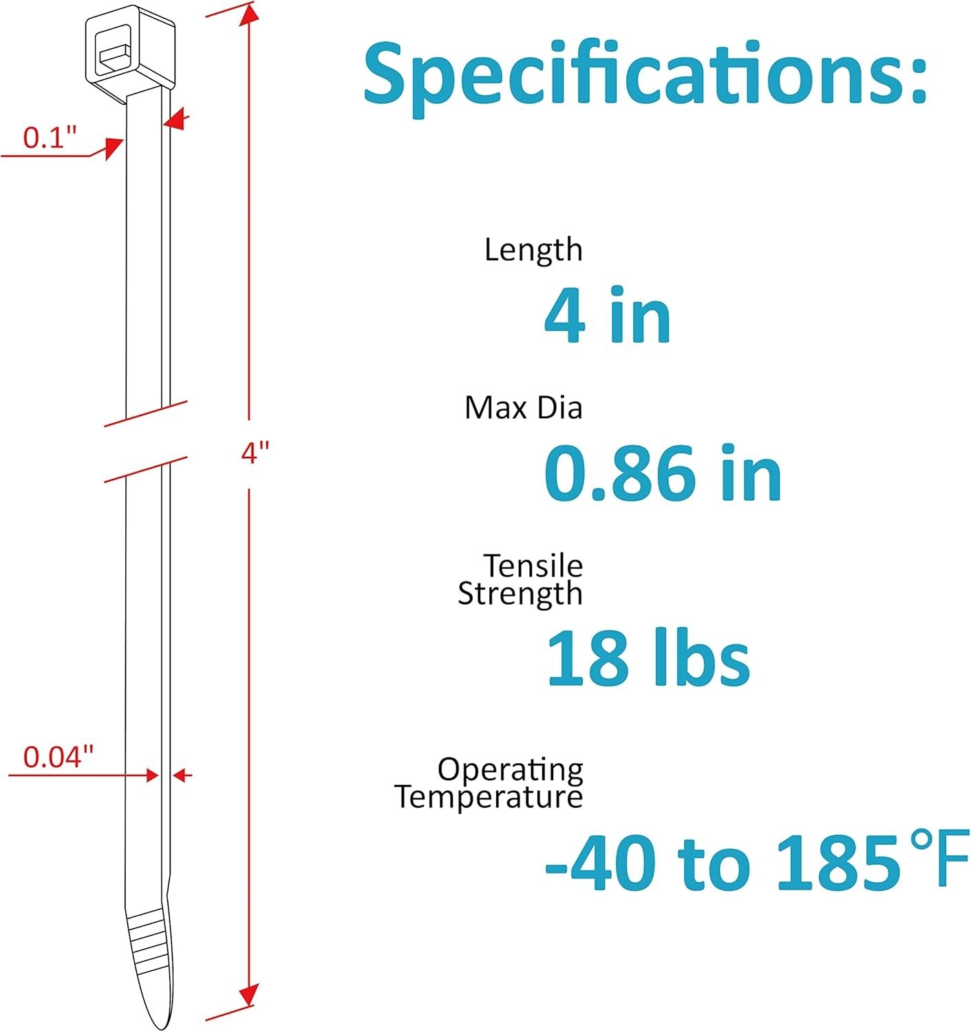 Zip Ties 4 inch 150 or 200 Pack Small Zip Ties with 18 lb Tensile Strength Black