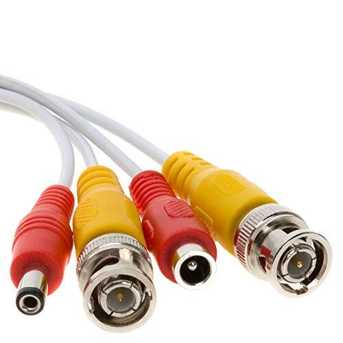 75FT White Premade BNC Video Power Cable/Wire for Security Camera CCTV DVR