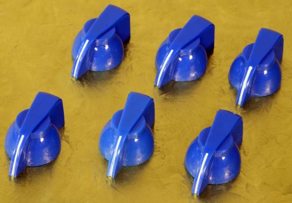 Six '60s Vintage British Style Blue Chicken Head Amp Knobs #BLUAK