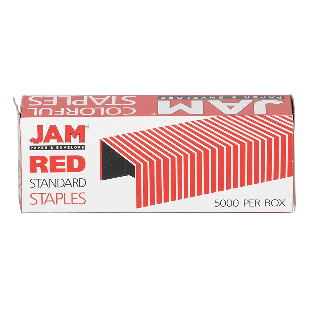 JAM PAPER Standard Size Colorful Staples - Ruby Red - 5000/box