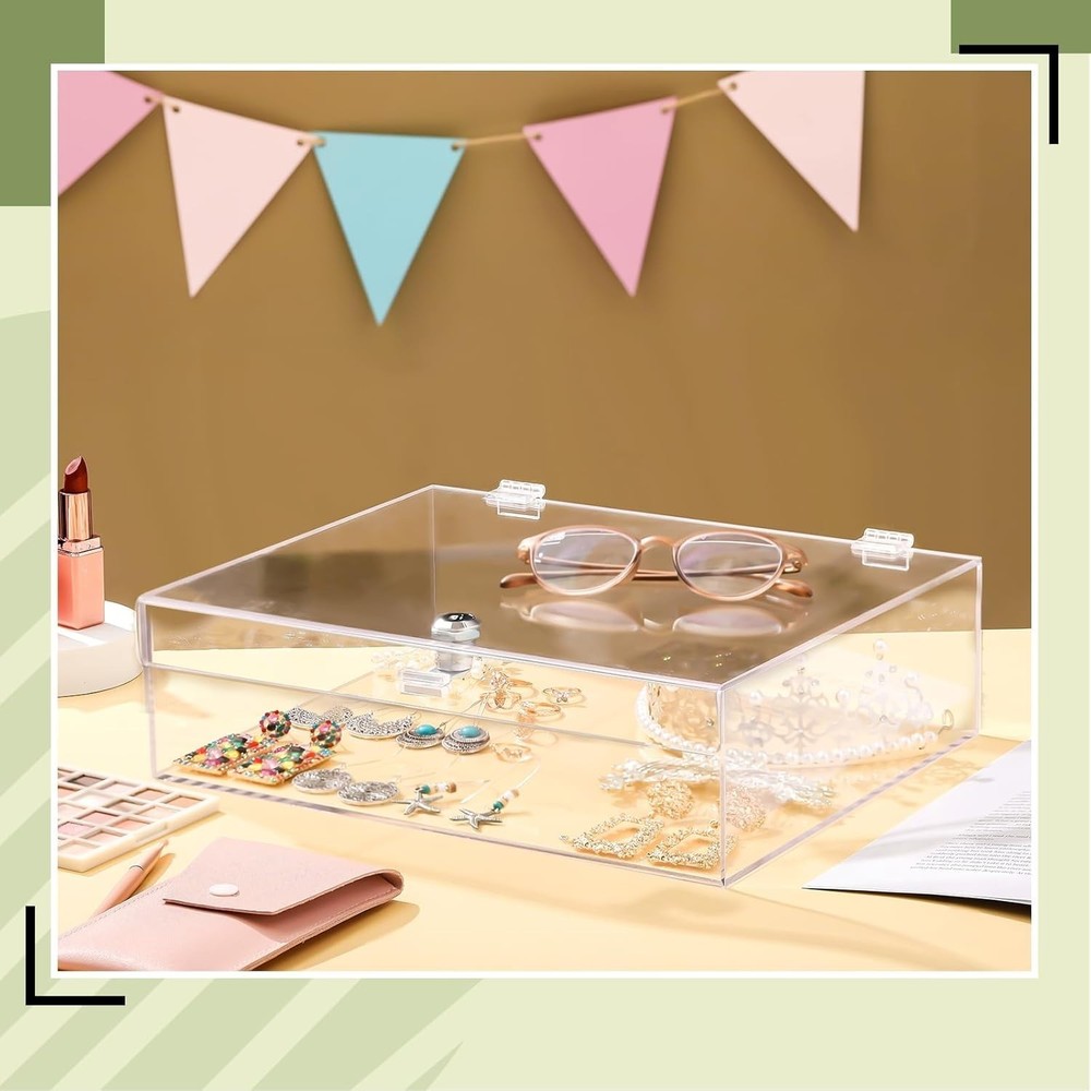 Clear Acrylic Locking Display Case with Keys Large Medication Lock Box Snack ...