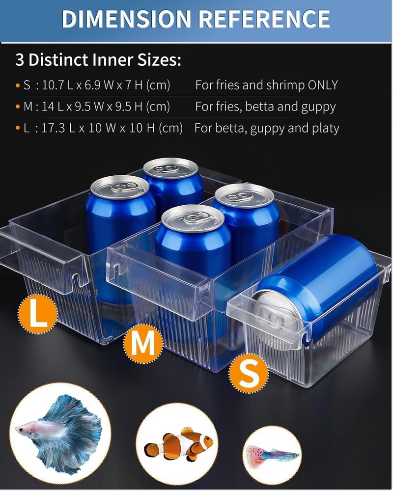 Space-Saving Acrylic Fish Breeding Box with Removable Separators & Suction Cups