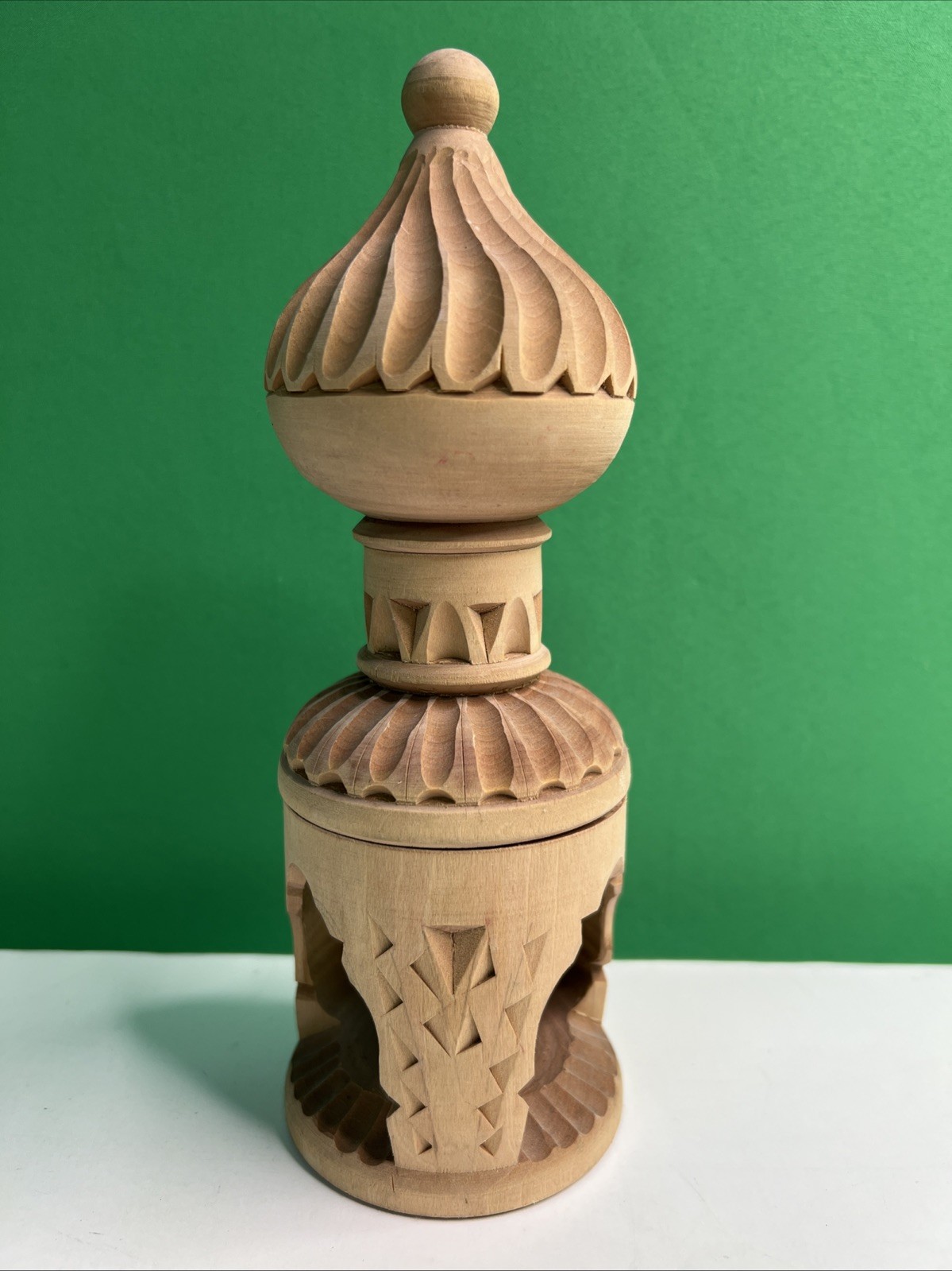 Vintage Hand Carved Wood Russian Bell Folk Art Souvenir 8.5 Inches