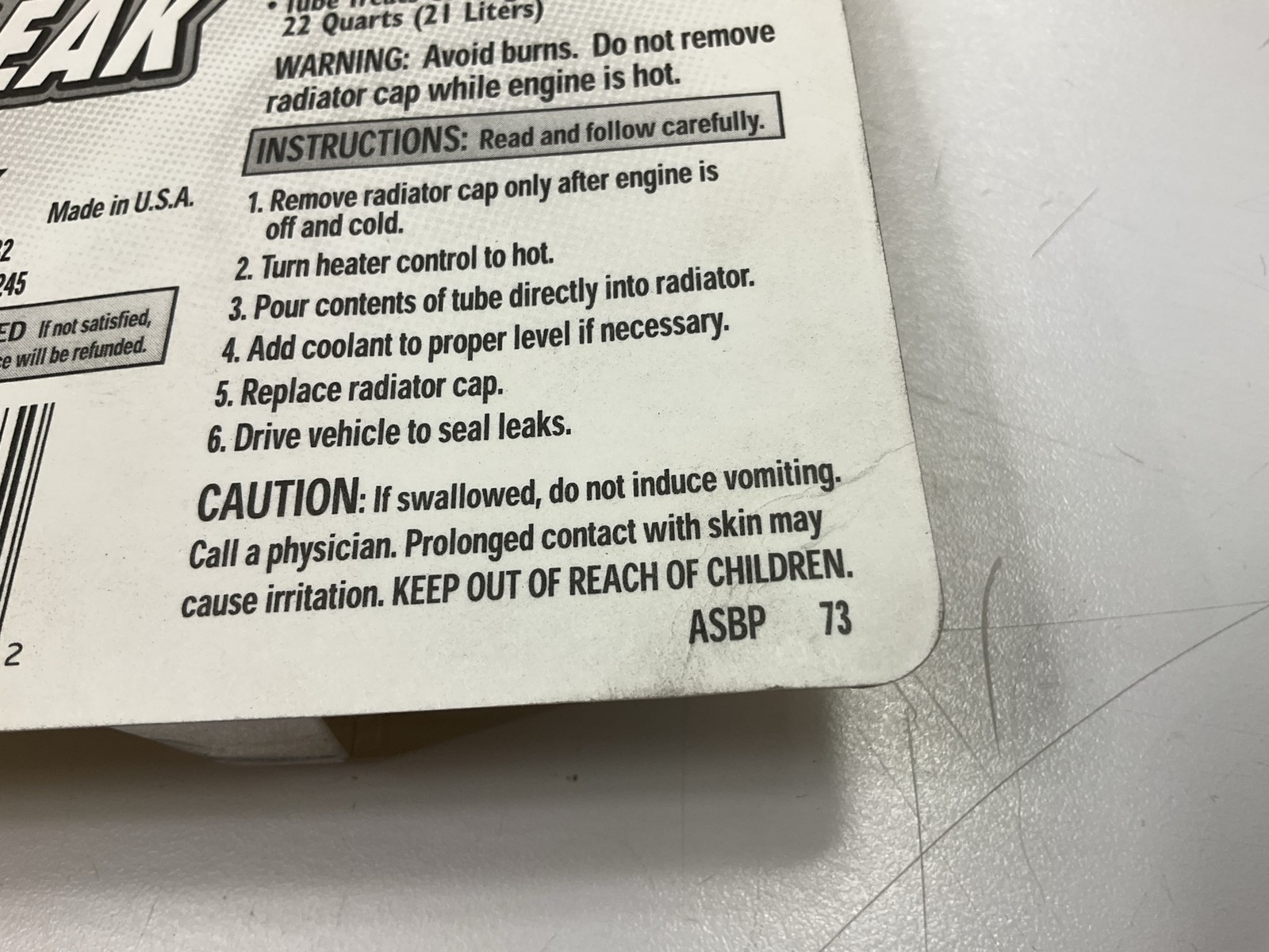 AlumAseal ASBPI12 Radiator Stop Leak Powder Blister Card 20G - Emergency Repair