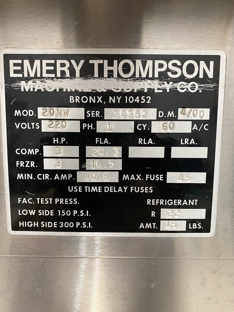 Emery Thompson 20nw Batch Freezer