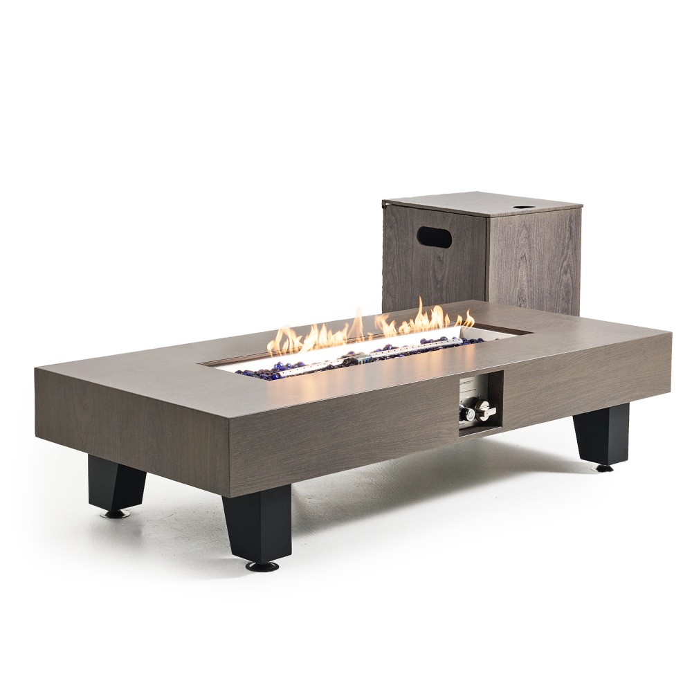 54" Rectangular Propane Fire Pit Table 50K BTU Low-Profile Modern Patio Heater