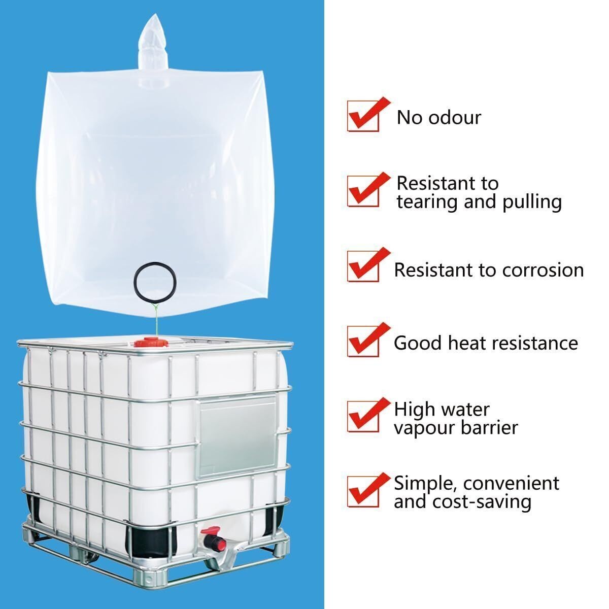 IBC Tote Cove 275 Gallon IBC Water Storage Barrel Liner Bags1000 Liter Rain ....