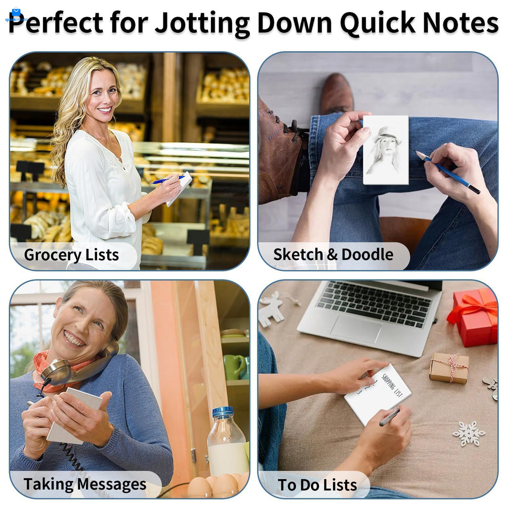 Hoiny Note Pads 3x5 In, 8 Pack Blank Notepad, White Scratch 3x5,