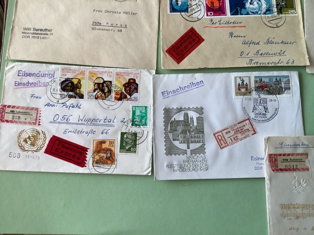 German Democratic Republic postal stamps covers 10 items Ref A1449