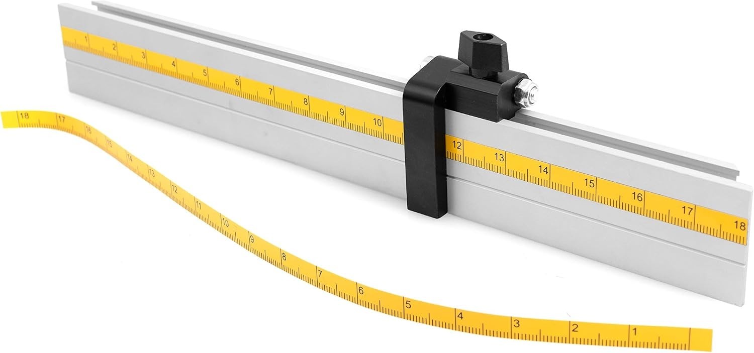 Universal Aluminum Miter Gauge Fence with an Aluminum Flip Stop