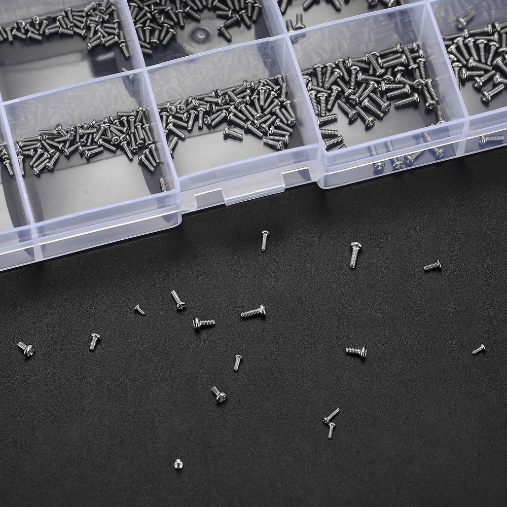 woshilaoDS 800Pcs Tiny Screws for Electronics, Micro Small Pan M1.6, Silver