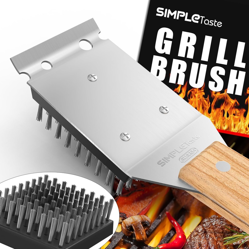 SIMPLETASTE Grill Brush and Scraper, Durable & Effective, Include Extra Stain...