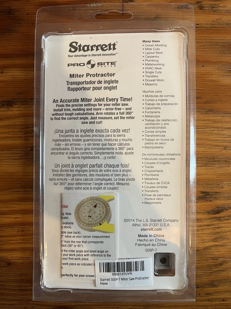 Starrett 505P-7 Miter Saw Protractor