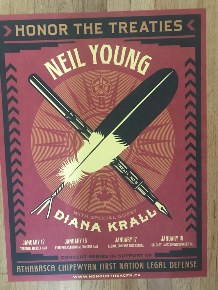 NEIL YOUNG  Diana Krall  poster Honor the Treaties Shepard Fairey