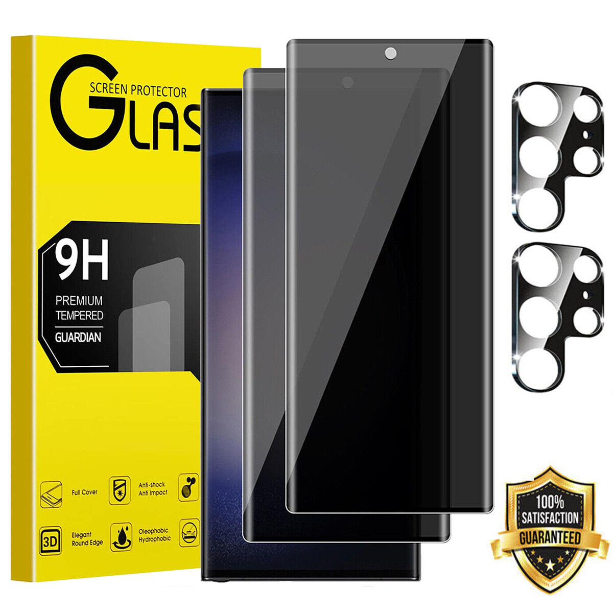 4X Samsung S23 Ultra S22 S21 Anti-Spy Privacy Glass Screen Protector+Camera Lens