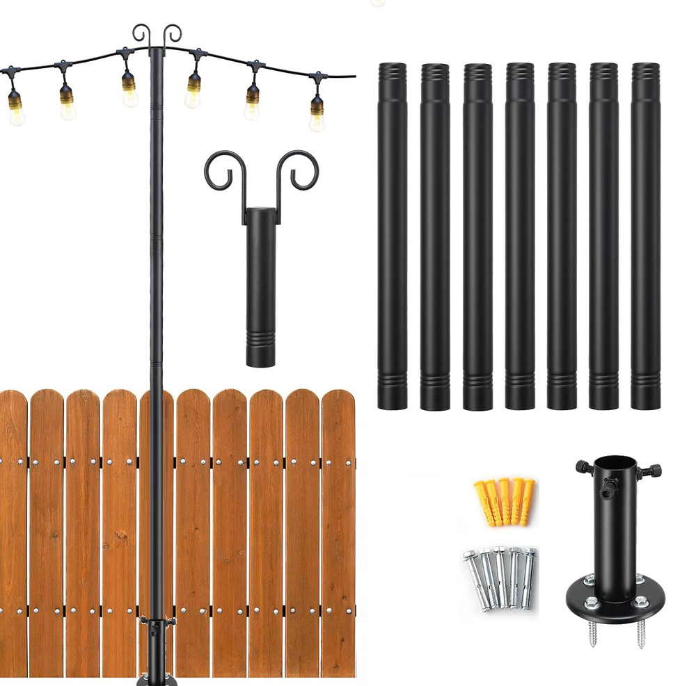 2 Pack Deck Patio Light hanging Pole for Outside String Lights for Wedding Party