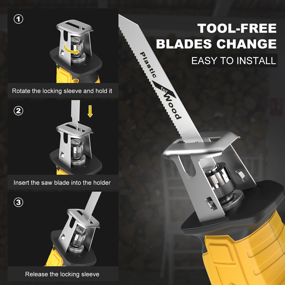 Brushless Cordless Reciprocating Saw For Dewalt 20V Max Variable Speed Tool Only