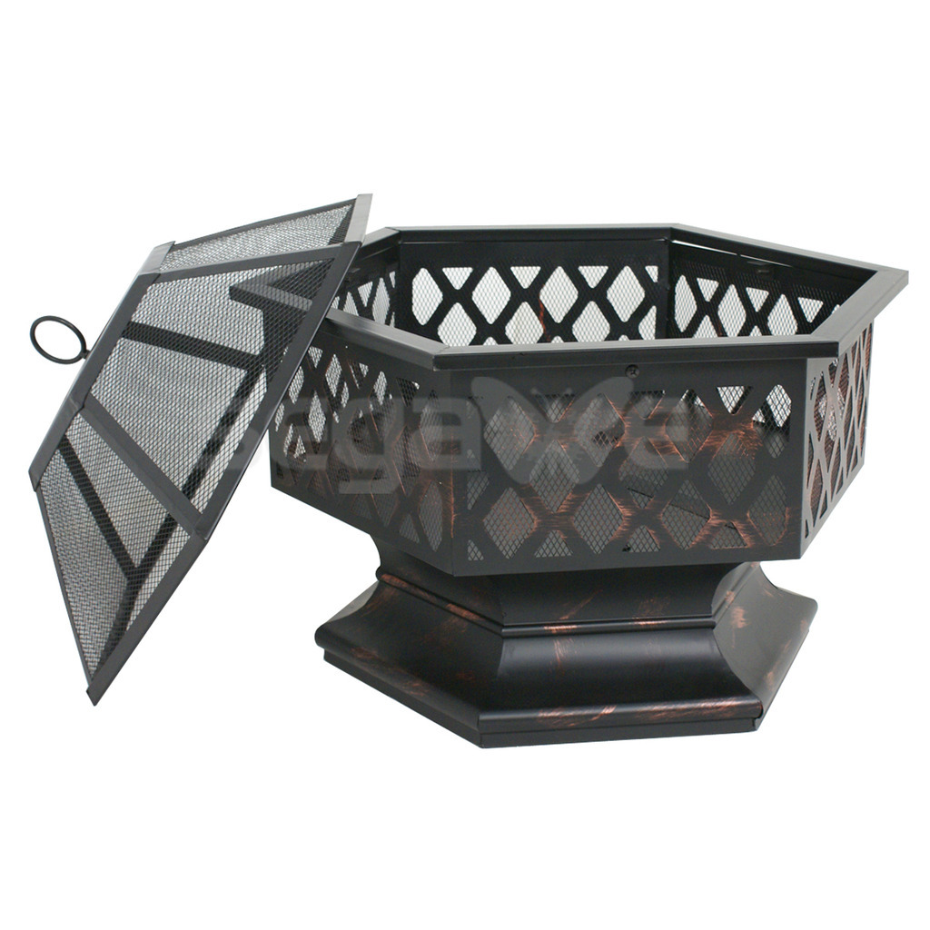Hex Shaped Fire Pit Fireplace Firepit Bronze Finish Outdoor Home Garden Backyard