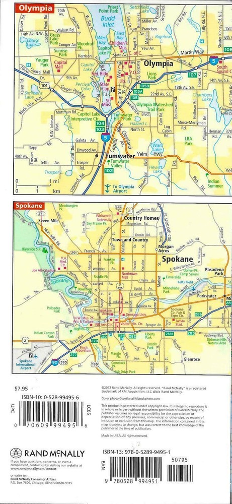 Washington Easy-to-Fold Laminated State Map by Rand McNally