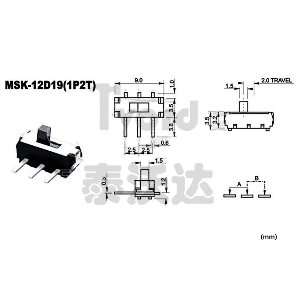 Micro Slide Switch ON-OFF SPDT 2 Position 3 Pin PCB Panel Microswitch SMD Switch