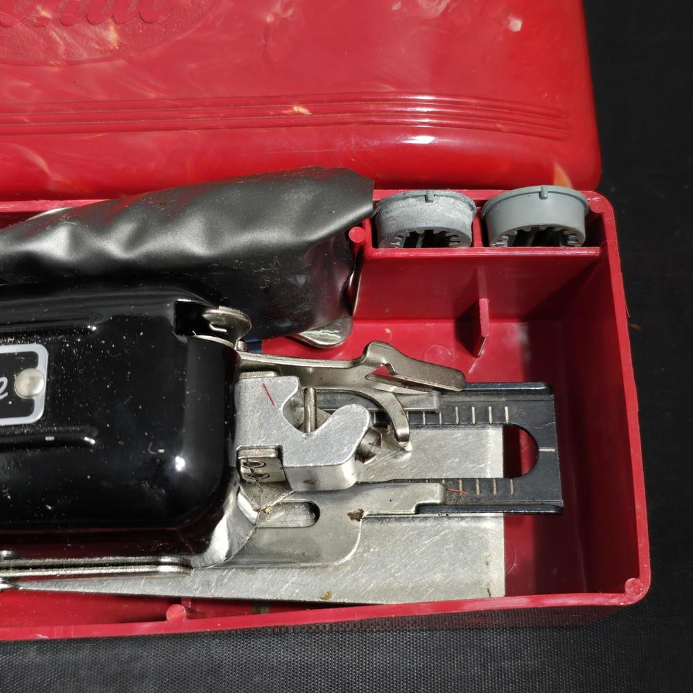 Vintage White Magic Key Buttonholer Sewing Machine Attachment Red Case With Keys