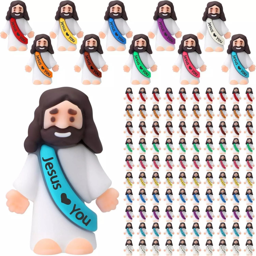 100 Pcs Mini Jesus Figures Jesus Loves You Original Design Jesus Toys Little Jes