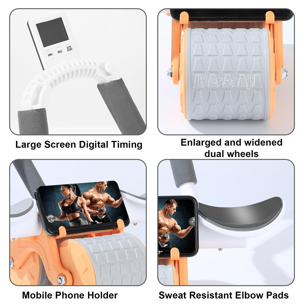 2025 New with Timer Ab Abdominal Exercise Roller Elbow Support, Abs Roller Wheel