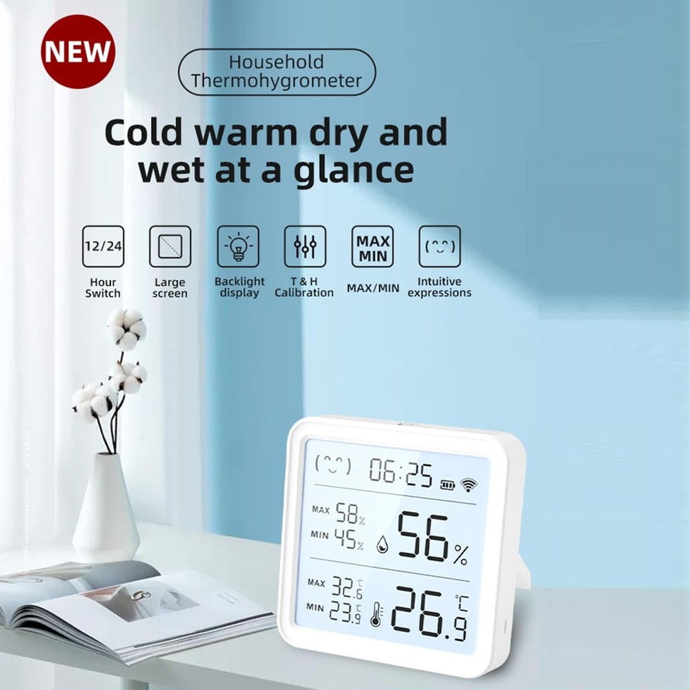Smart WiFi Temperature Humidity Sensor, Wireless Thermometer Hygrometer, Buil...