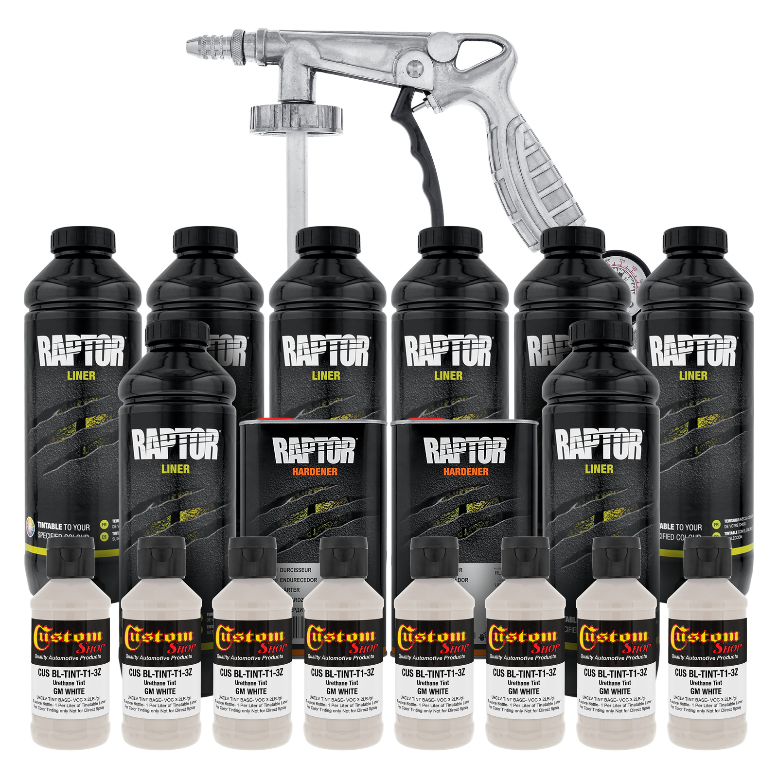 Raptor GM White Urethane Spray-On Truck Bed Liner Spray Gun, 8 Liters