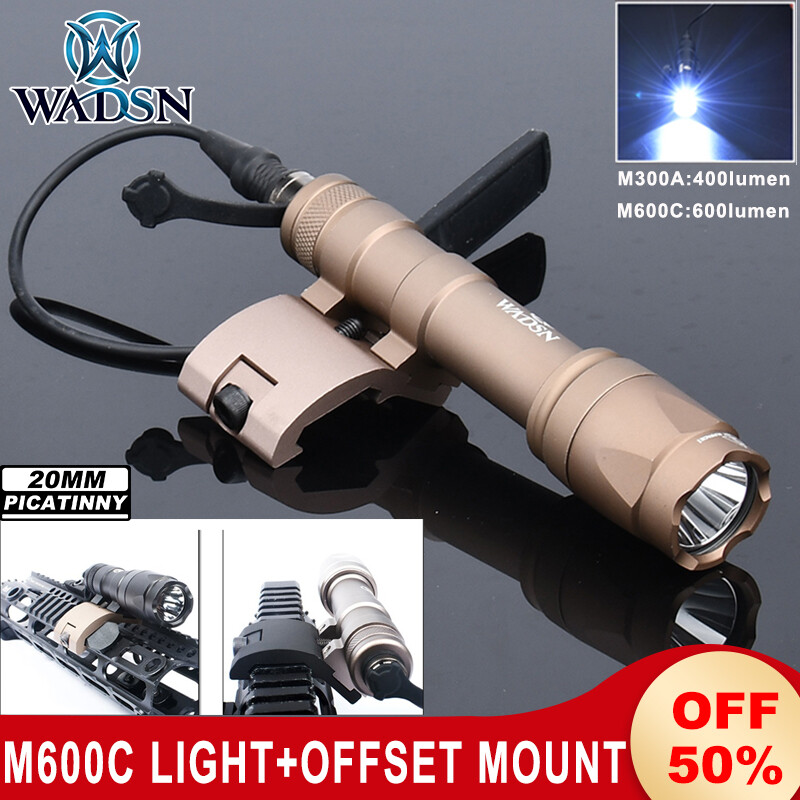 Tactical Airsoft M600C Flashlight M300A MINI Weapon Light Offset Mount 20mm Rail