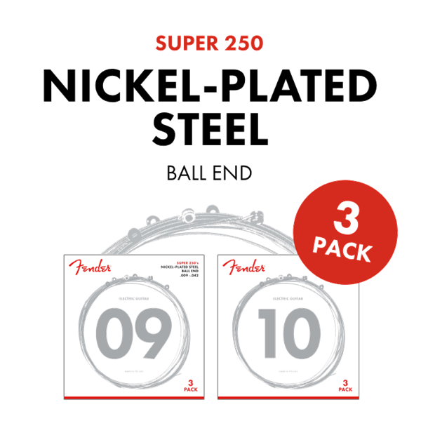 (PACK OF 3) Fender Super 250's Electric Guitar Strings - 250L, LIGHT, 9-42