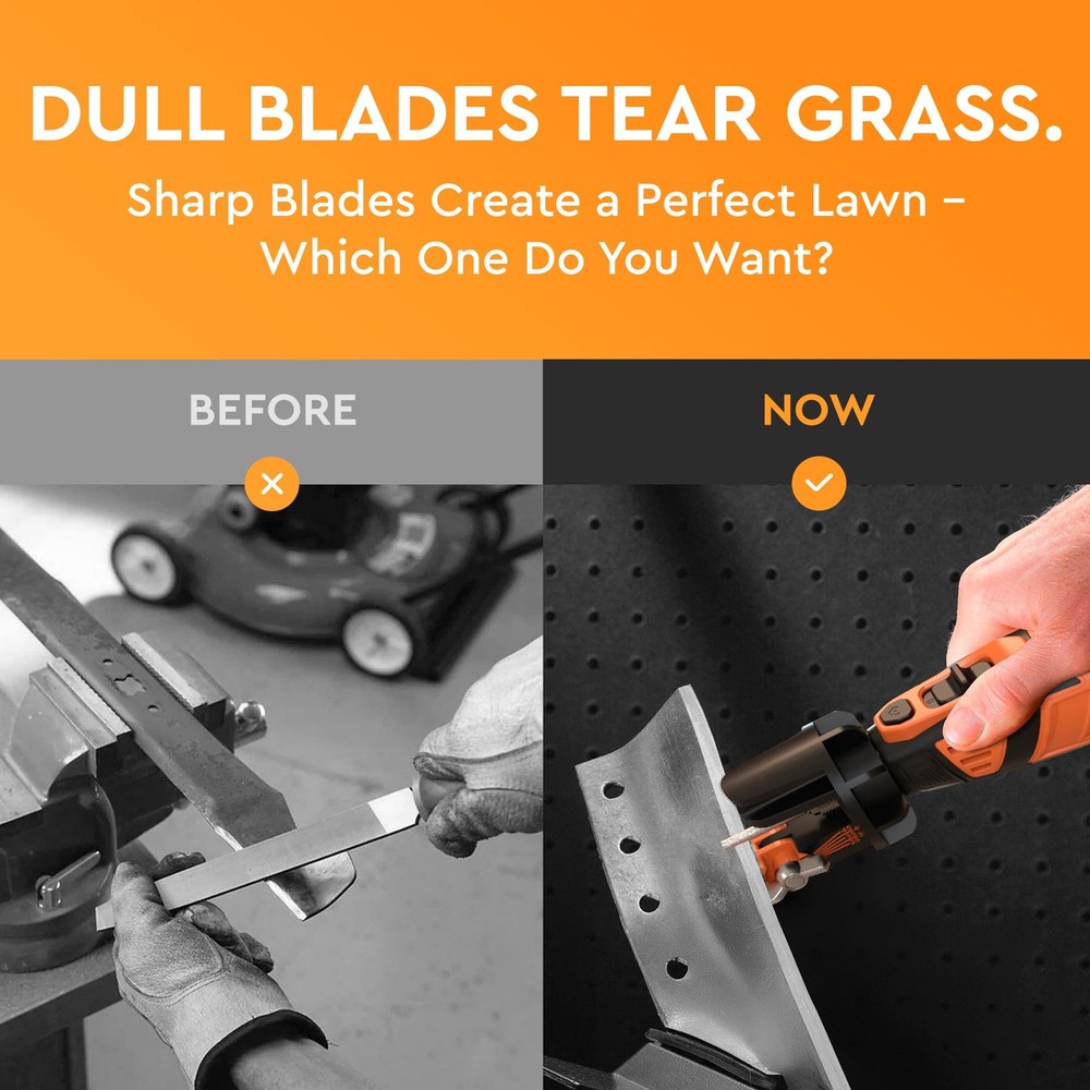 Cordless Lawn Mower Blade Sharpener – Adjustable 20°- 40° Angle Guide-Rotary ...
