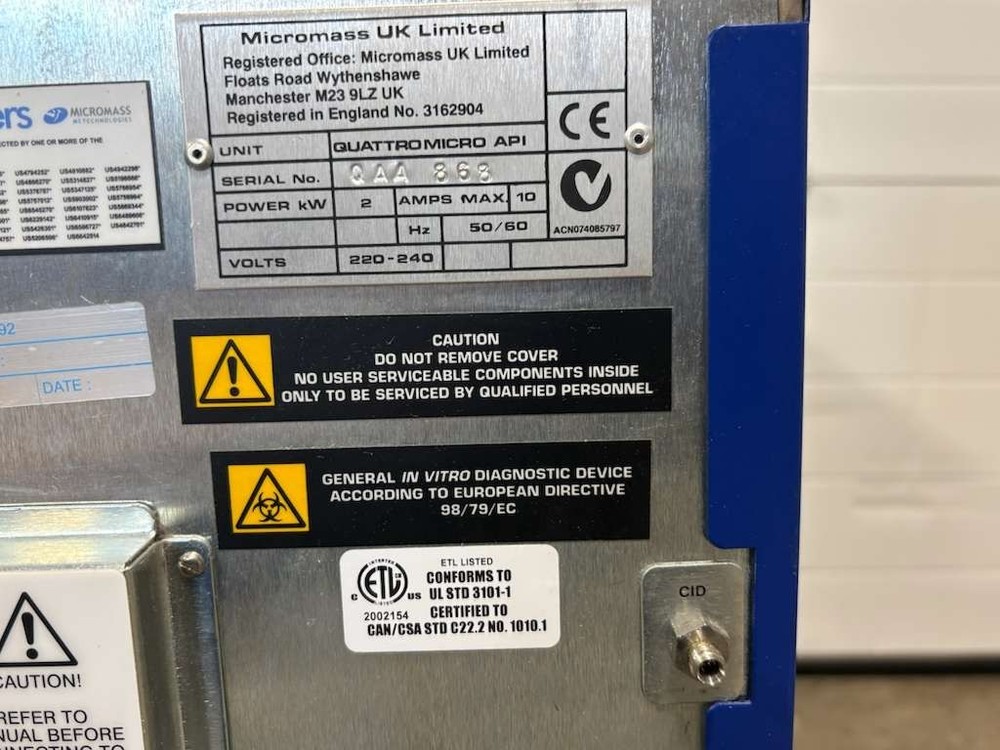 Waters Micromass Quattro Micro API Mass Spectrometer Spectrophotometer