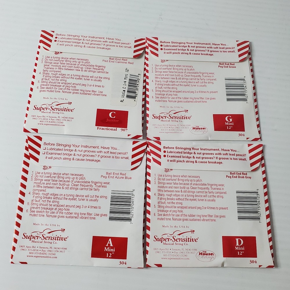Red Label Mini 12" Scale Viola 4 String Set Super Sensitive SS4103