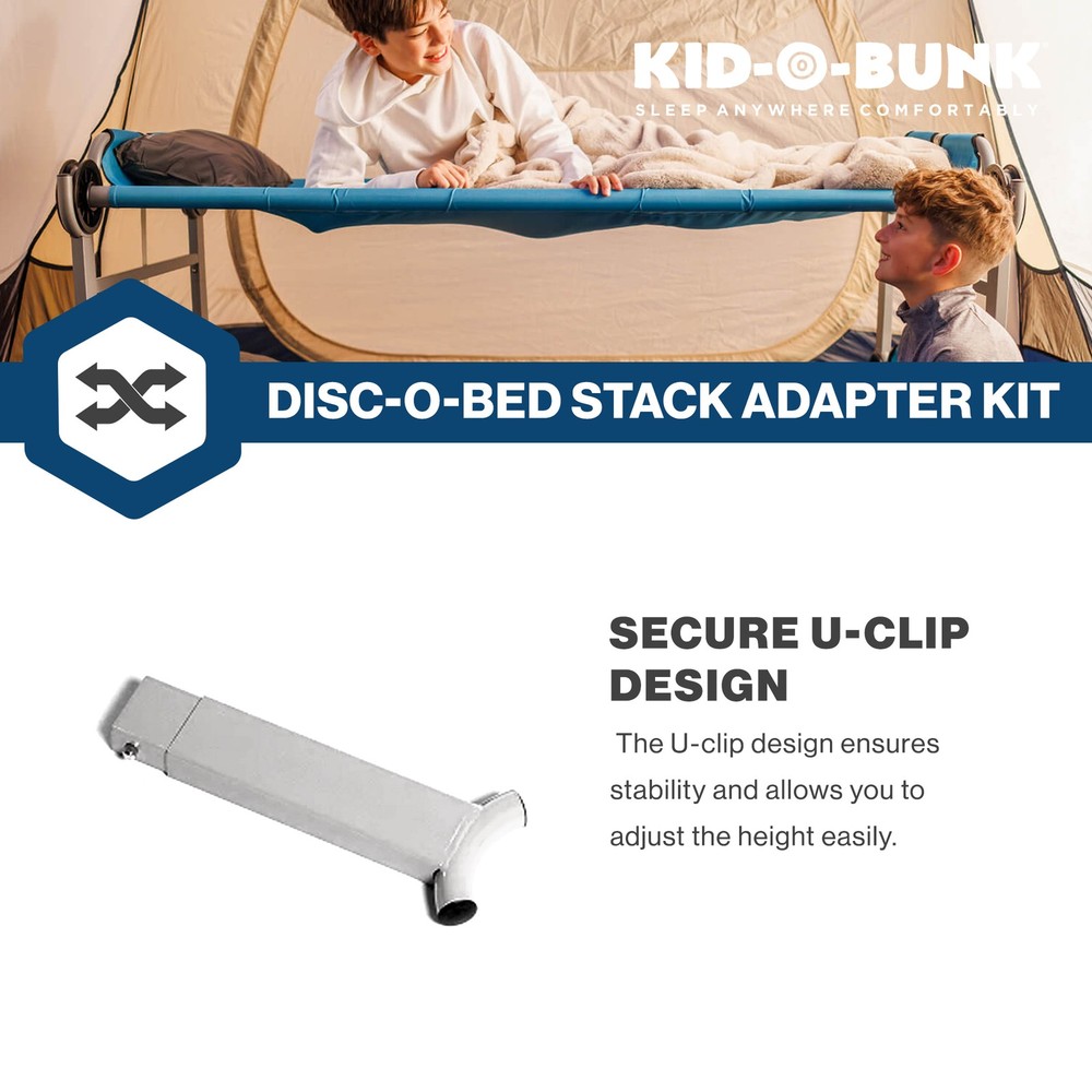 Disc-O-Bed Stack Adapter Kit for Kid-O-Bed and Kid-O-Bunk Cot Systems, Silver