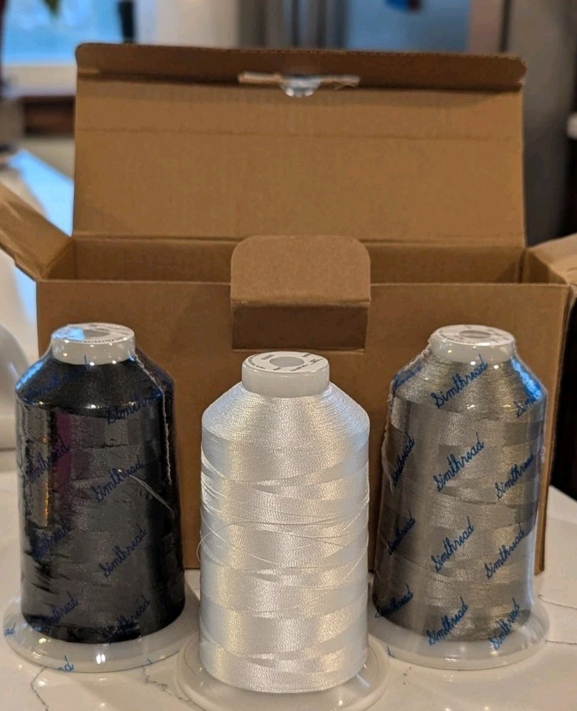 Simthread Embroidery Thread Combination Box, Black, Gray, And White