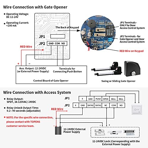 TC175P Touch Panel Wired Keypad Universal Keyless Entry Keypad DC 12V 24V for