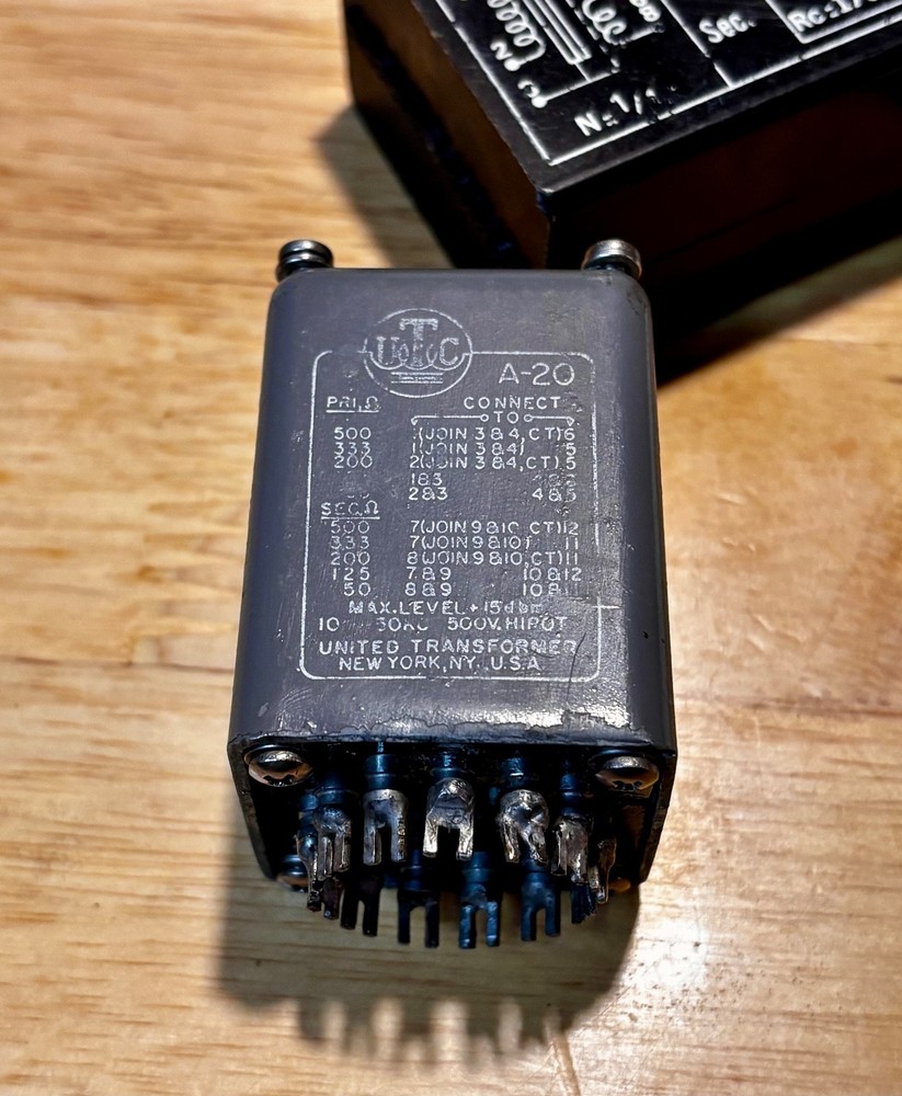 Single UTC A-20 Line to Line or Output AUDIO TRANSFORMER DIY