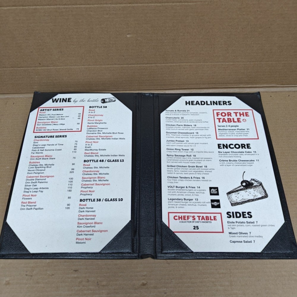 Live Nation Restaurant Menu